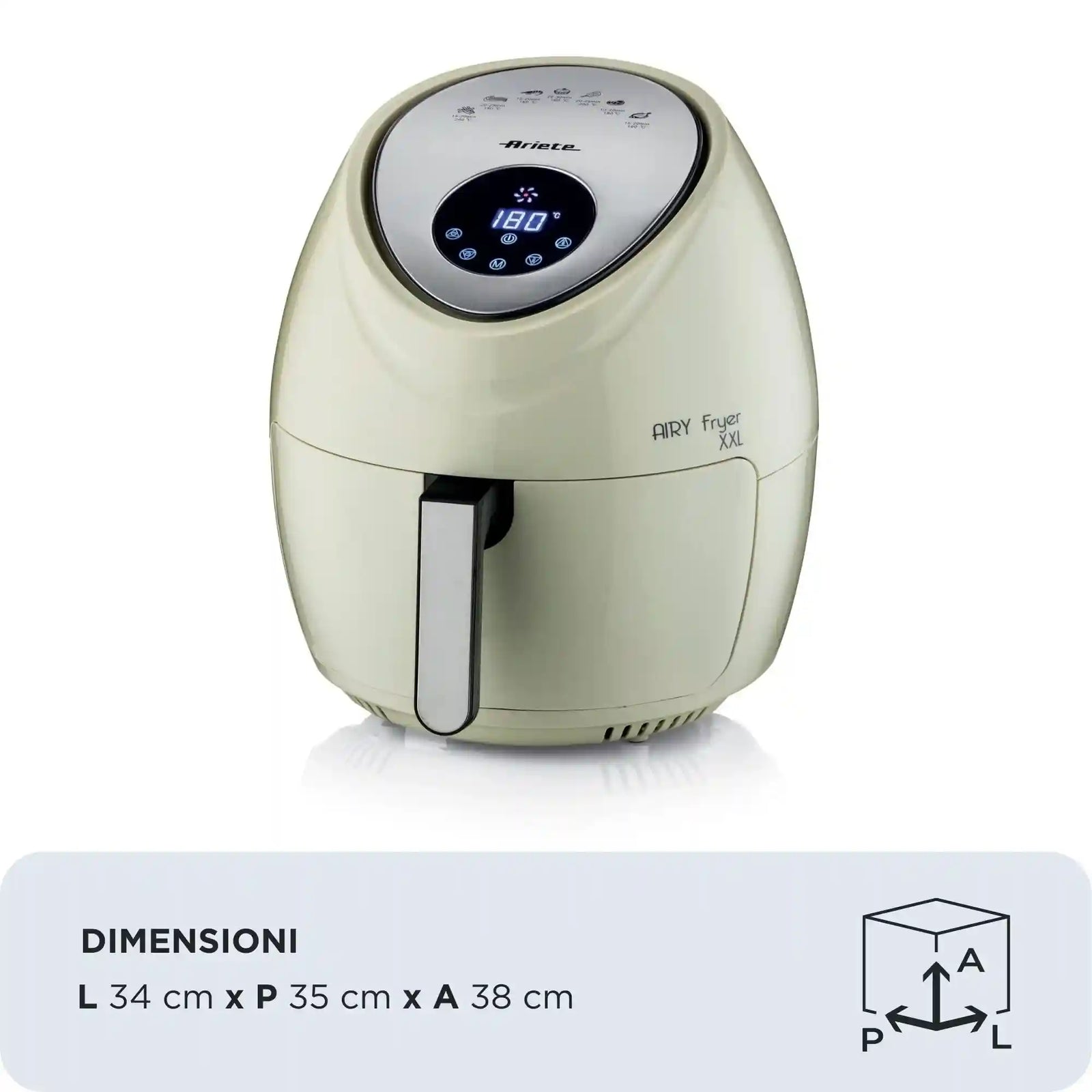 قلاية هوائية Ariete 4618 XXL – سعة 5.5 لتر، بدون زيت، 1800 وات