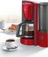 Bosch Comfort Line TKA6A044 Coffee Machine, Flavor Protection Glass Jug, Automatic Limit Switch, Programmable to 20/40/60 Minutes, 1200 W, Red /