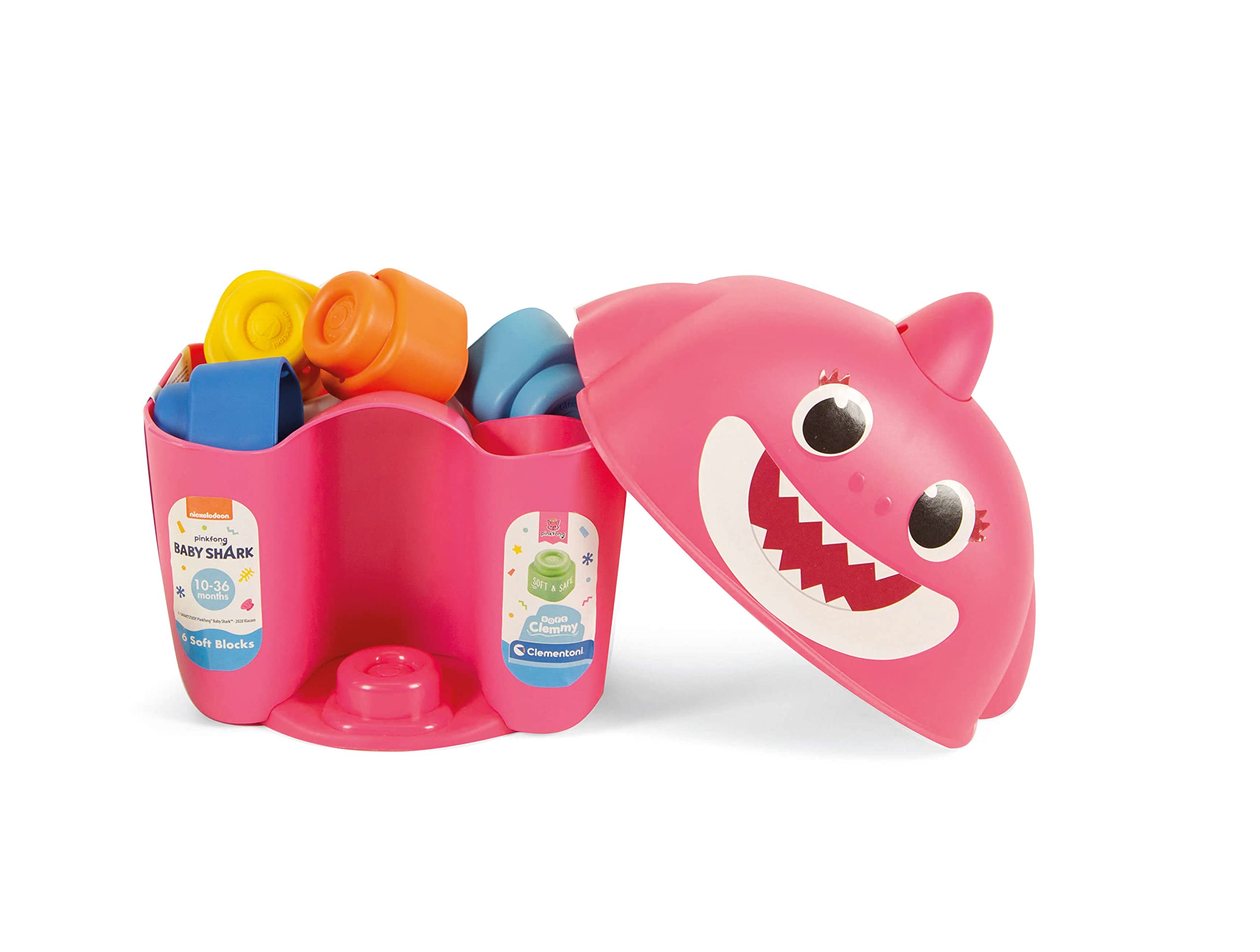 Clementoni soft clemmy baby shark 6 soft block bucket- assorted colors