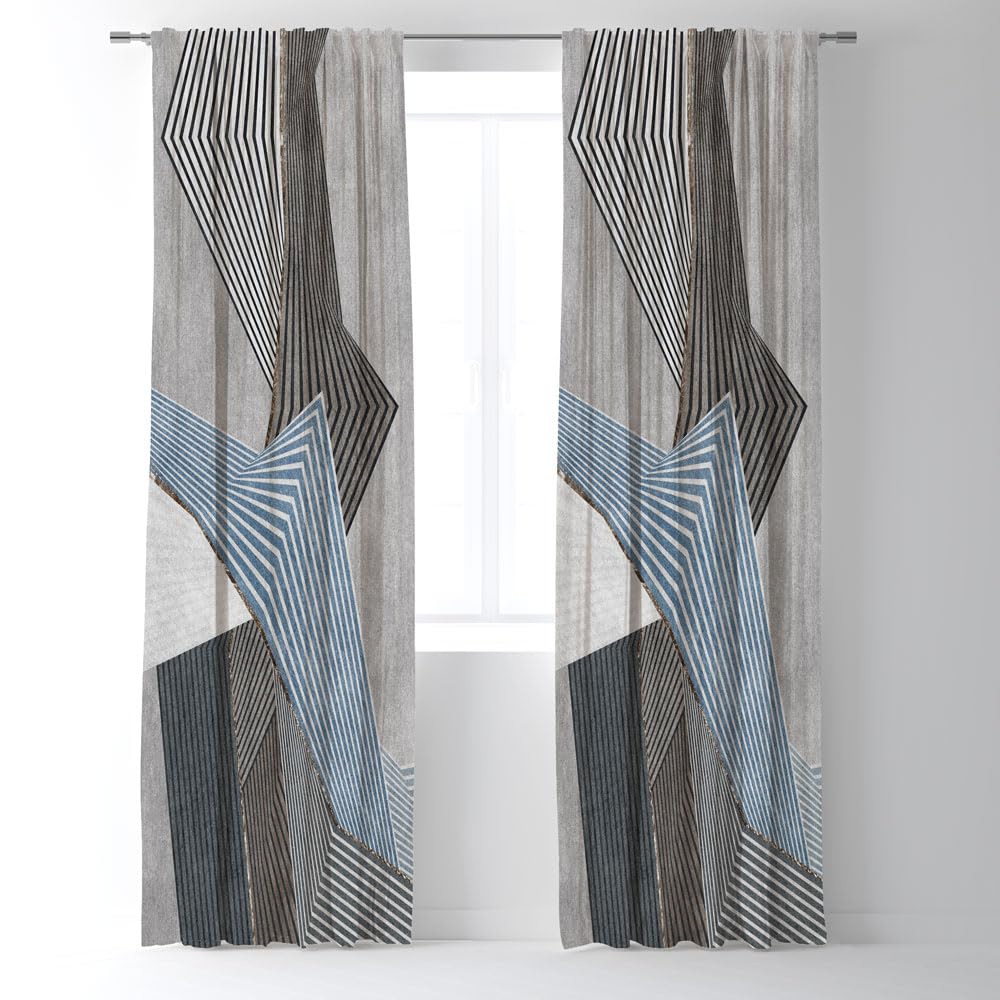 Modern Geometric Shapes Printed Shaper Curtain - Safqqa