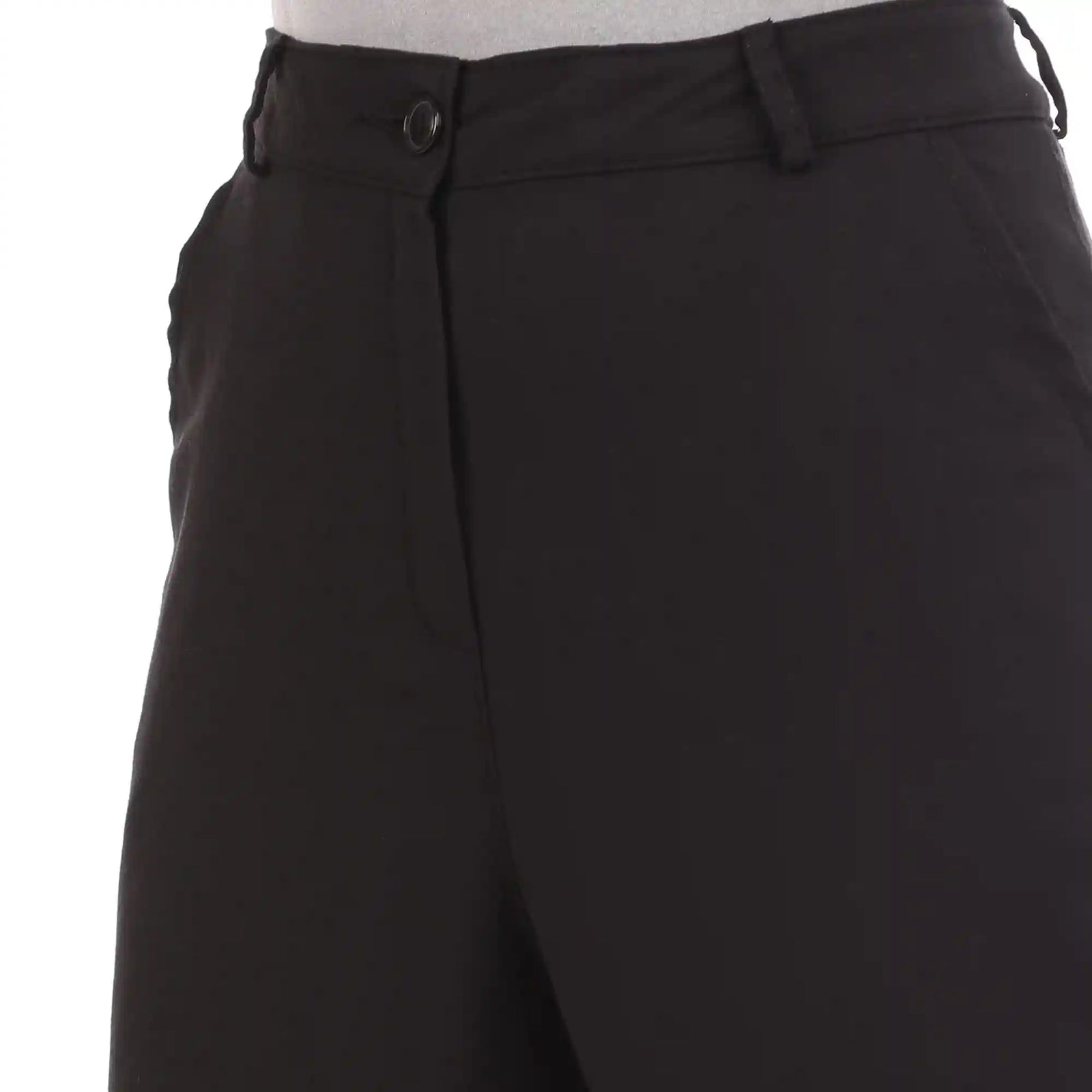 esla_Ribbed Velvet Regular Leg Pants_Black_size 42 - Safqqa Egypt