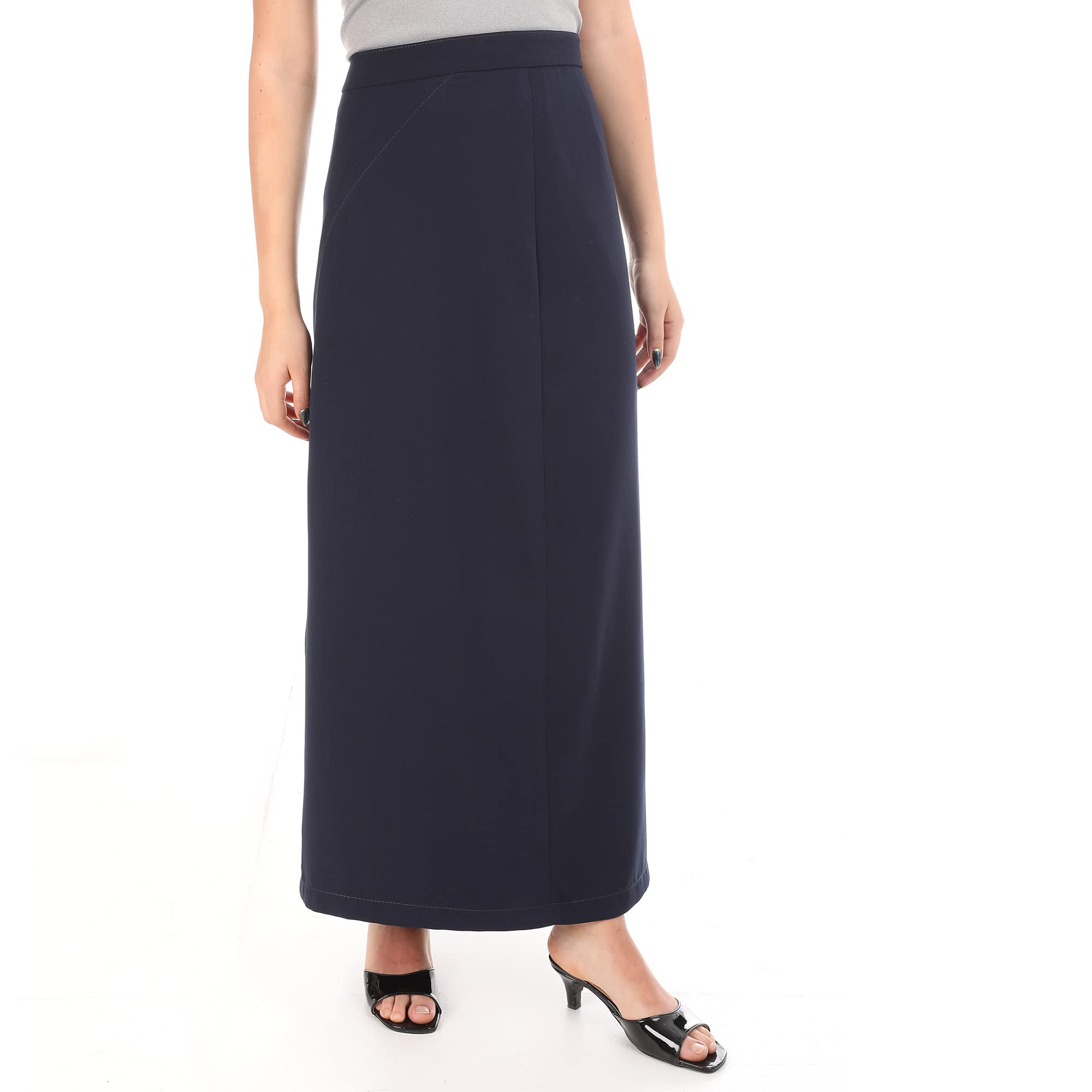 esla_Classic Design Solid Maxi Skirt