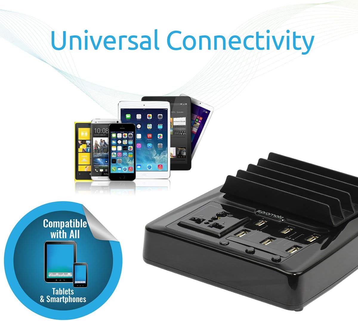 محطة الشحن السريع جدًا من بروميت حلاً مثاليًا لشحن عدة أجهزة في وقت واحد بكفاءة عالية. مصممة خصيصًا للهواتف الذكية والأجهزة اللوحية، وتتميز بوجود عدة منافذ USB توفر شحنًا سريعًا وآمنًا لجميع الأجهزة المتصلة.