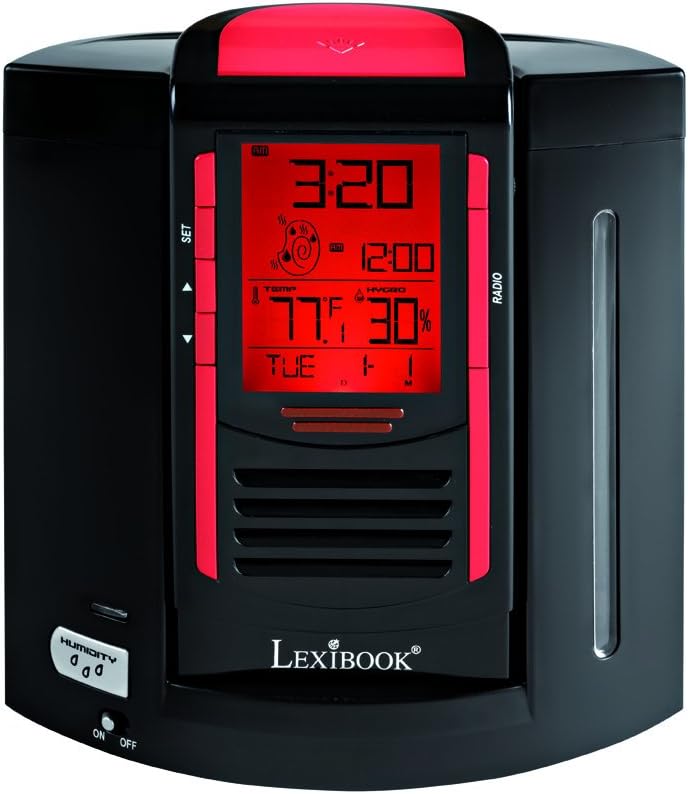 Lexibook - RL2000 - Radio Digital, Black, One Size, Modern, Unisex, Multi-Display, Tabletop, AC/Battery Powered, Clock