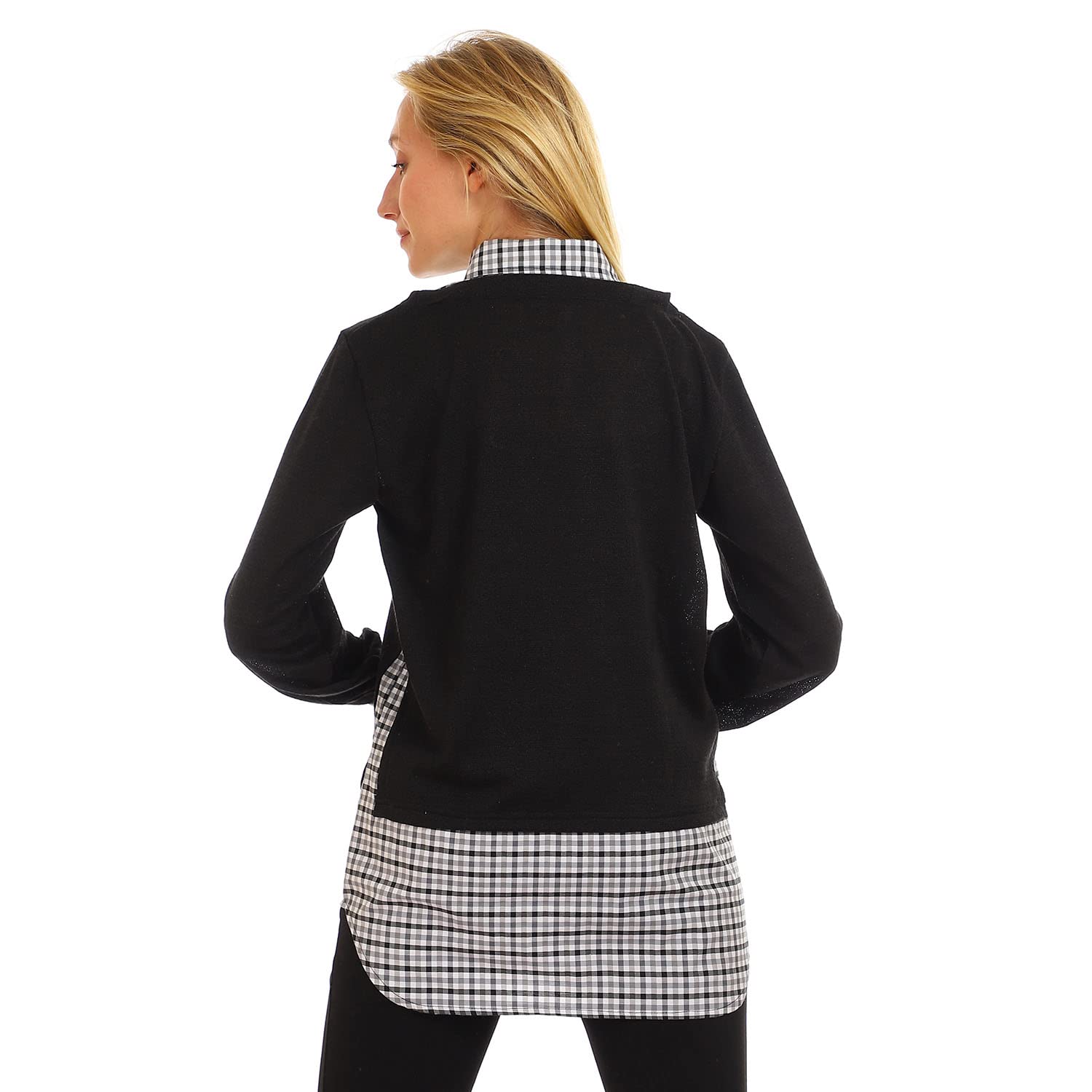 JAMILA Bi toned Classic Collar Top SHIRT For Women,Classic collar for a polished and sophisticated appearance.