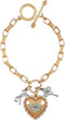 Juicy Couture Women Charm Bracelet Gold Tone Heart Ribbon Toggle