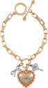 Juicy Couture Women Charm Bracelet Gold Tone Heart Ribbon Toggle
