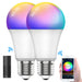 SKY-TOUCH 2Pcs Smart Led Bulb E27 Remote Control Color Adjustable Light Works With, 190V/240V, 10W, 800 Lumens