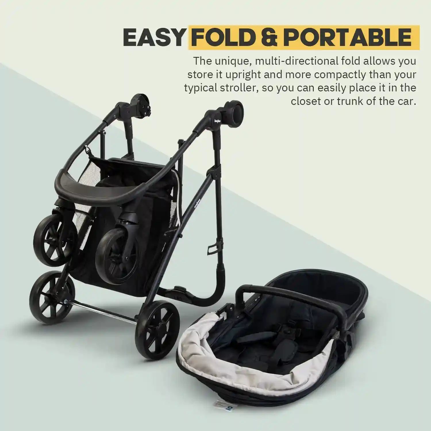 اجعل السفر أسهل وأكثر راحة لطفلك مع عربة الأطفال 2 في 1 من بايبي. مصممة خصيصاً للسفر بالطائرة، وتأتي بمقعد قابل للتعديل بثلاث وضعيات، وسرير قابل للعكس، مع مظلة تحمي الطفل وتوفر له الراحة