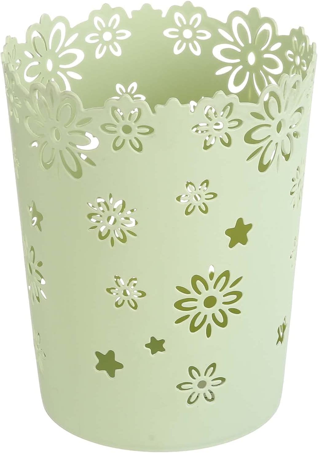 Round Plastic Basket with Floral Design for Home Organization and Daily Use
