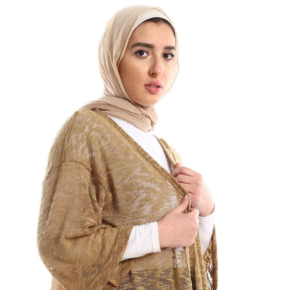 JAMILA Women Open Neckline Loose Cardigan OUTERWEAR - Safqqa Egypt