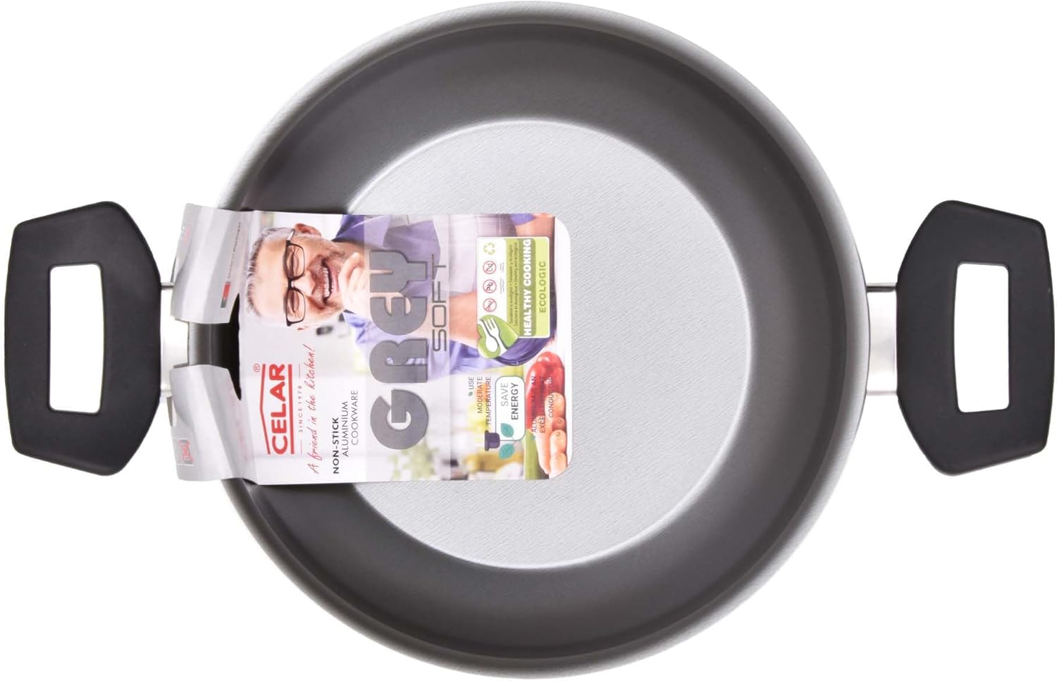 Celar Aluminium Non-Stick Casserole 26cm Bakelite Soft Touch Grey Made in Portugal