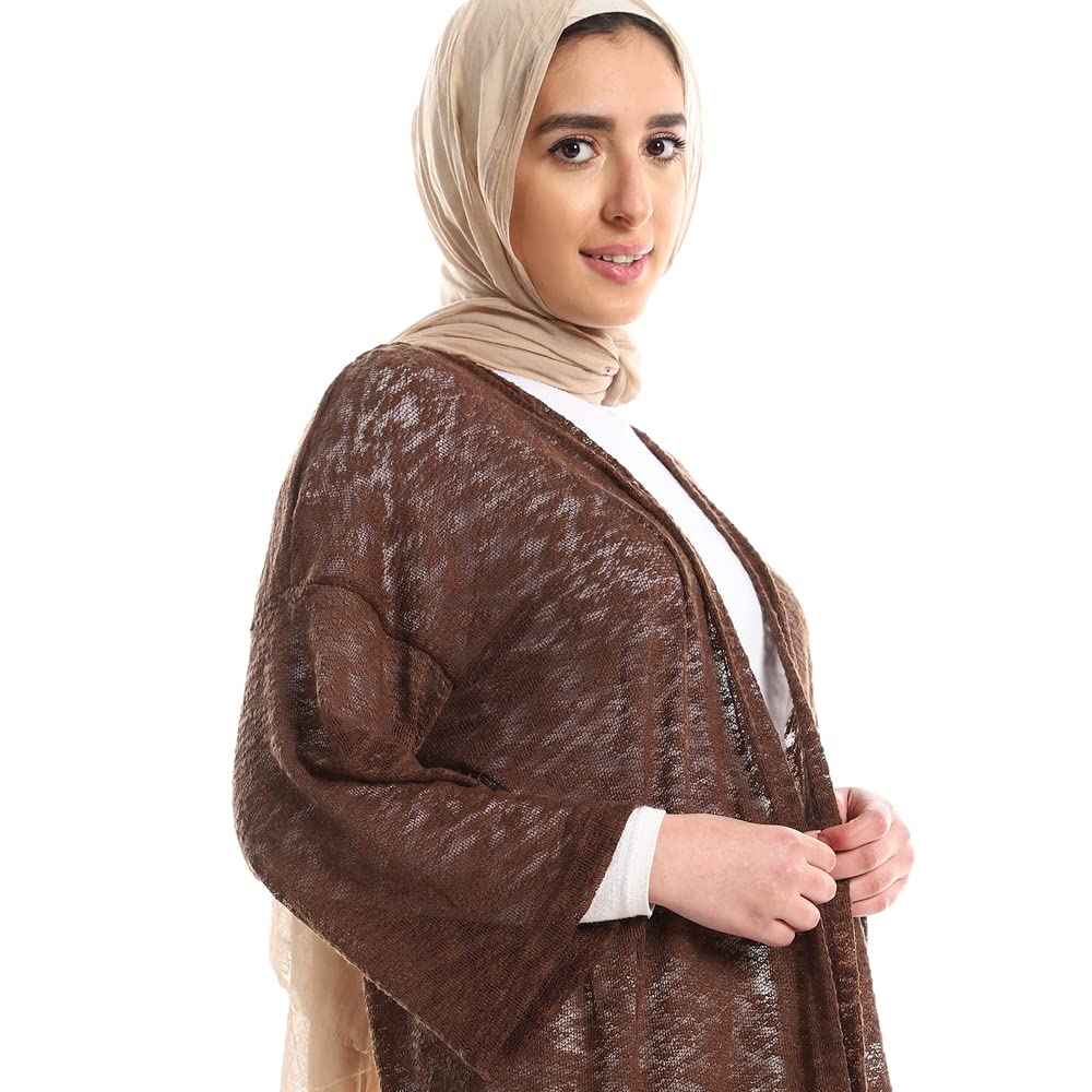 JAMILA Women Open Neckline Loose Cardigan OUTERWEAR - Safqqa Egypt