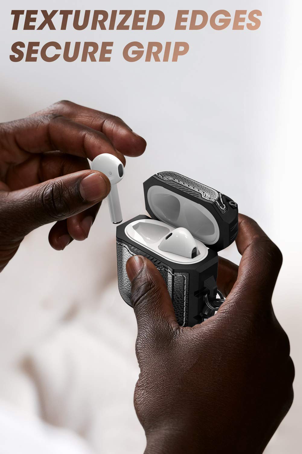 جراب Supcase Unicorn Beetle Royal Series مصمم لـ AirPods 1 و 2، غطاء حماية كامل الجسم بتصميم قوي مع كارابينر لـ Apple AirPods الجيل الأول والثاني (أسود)