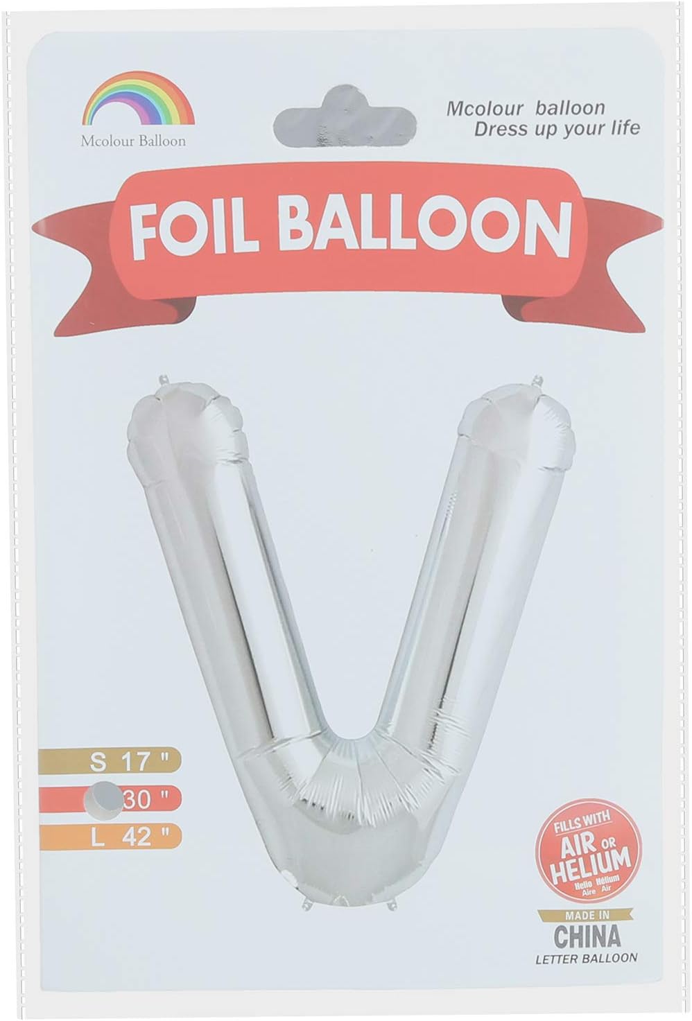 Mcolour Balloon Foil Balloon - Letter V - Meduim Size, Silver