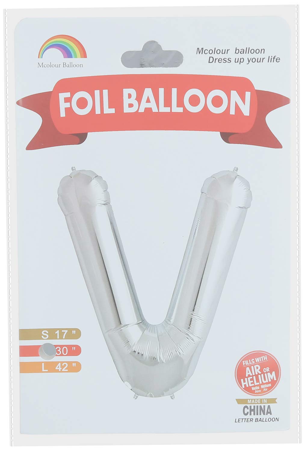 Mcolour Balloon Foil Balloon - Letter V - Meduim Size, Silver