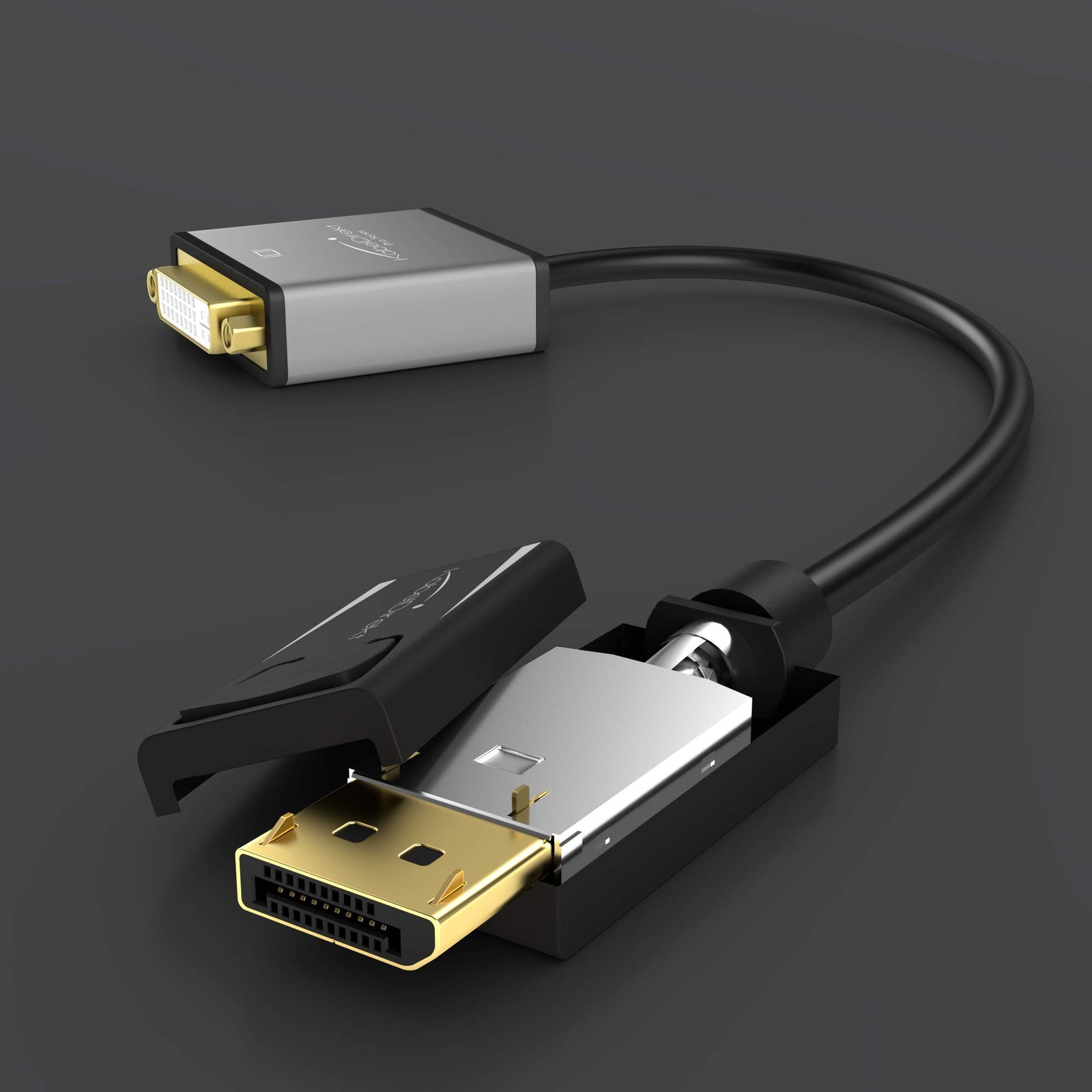 محول KabelDirekt 1117 0.15m DisplayPort DP إلى DVI (أقصى دقة 4K/30 هرتز، مناسب لجميع بطاقات الرسومات ذات مقبس توصيل أجهزة العرض أو مدخلات الشاشات) سلسلة PRO باللون الأسود