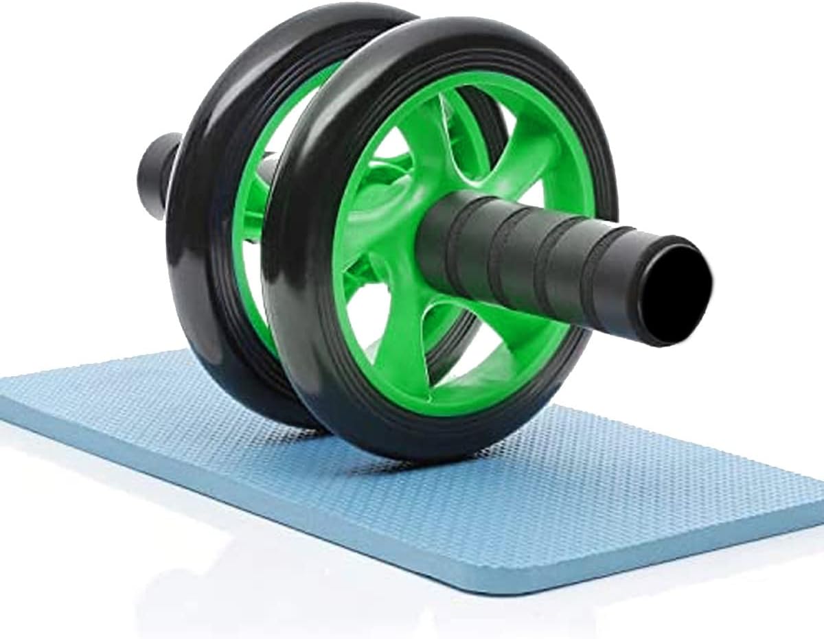 Fitness Pro | Ab Roller Wheel with Knee Mat | Abs Workout Equipment | For Abdominal & Core Strength | Exercise Wheels for Home Gym | Built In Spring Resistance | Home Workout Equipment (Green)