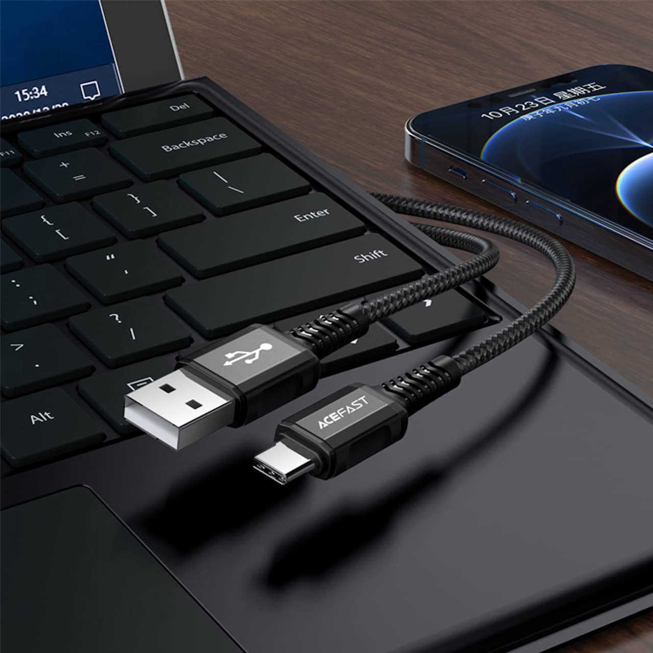 كابل ACEFAST من USB-A إلى USB-C م نقل بيانات عالي السرعة لتحسين الكفاءه سبائك الألمنيوم – بطول 1.2 متر