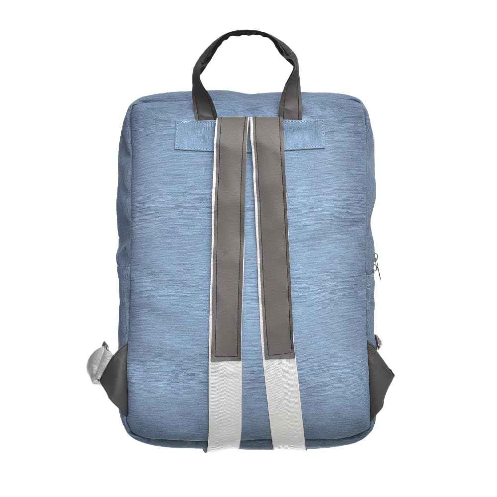 Accelerate Linear Gray Blue Leather Protective 15.6 inch Premium Dual Color Backpack with Front Vertical Pocket | Durable Design compatible with MacBooks and Laptops - Safqqa Egypt