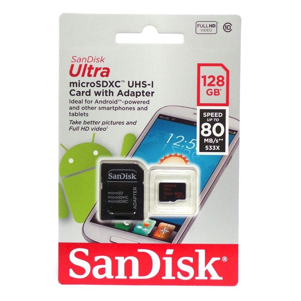 SanDisk Ultra 128GB Class 10 UHS-I Micro SDXC Card with Adapter