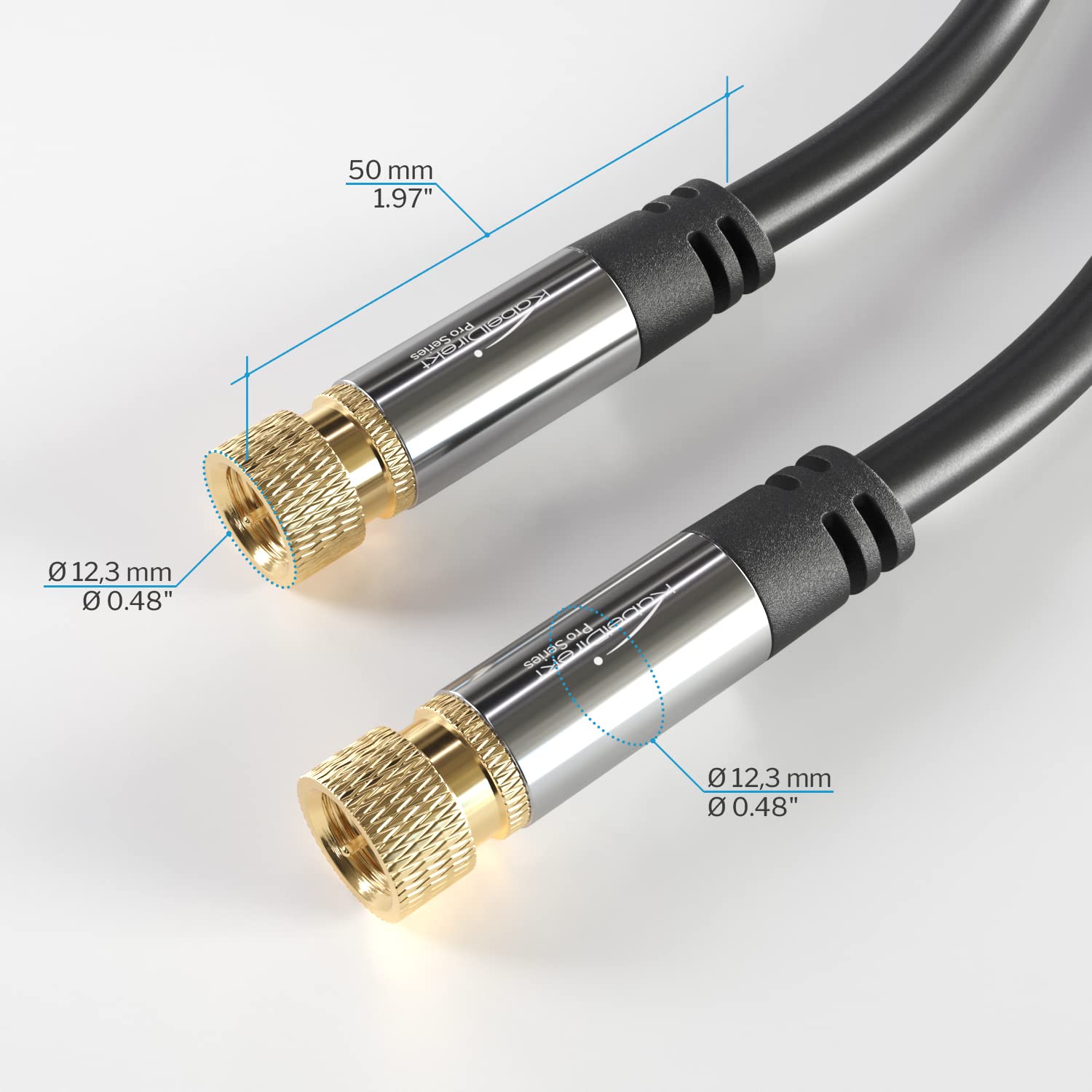كابل فيديو صوتي محوري رقمي بطول 15 متر من KabelDirekt 397/كابل قمر صناعي (Coax F Pin to Pin، تلفزيون قمر صناعي، مودم، HDTV، DVB-T2، DVB-C، DVB-S) سلسلة PRO باللون الأسود