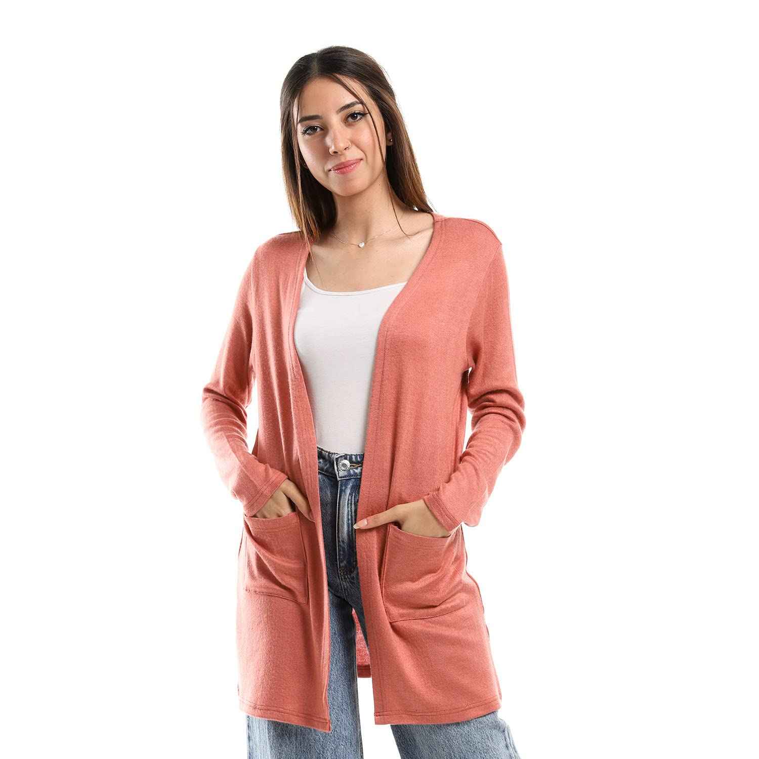 JAMILA Women Side Pockets Short Cardigan SWEATER
