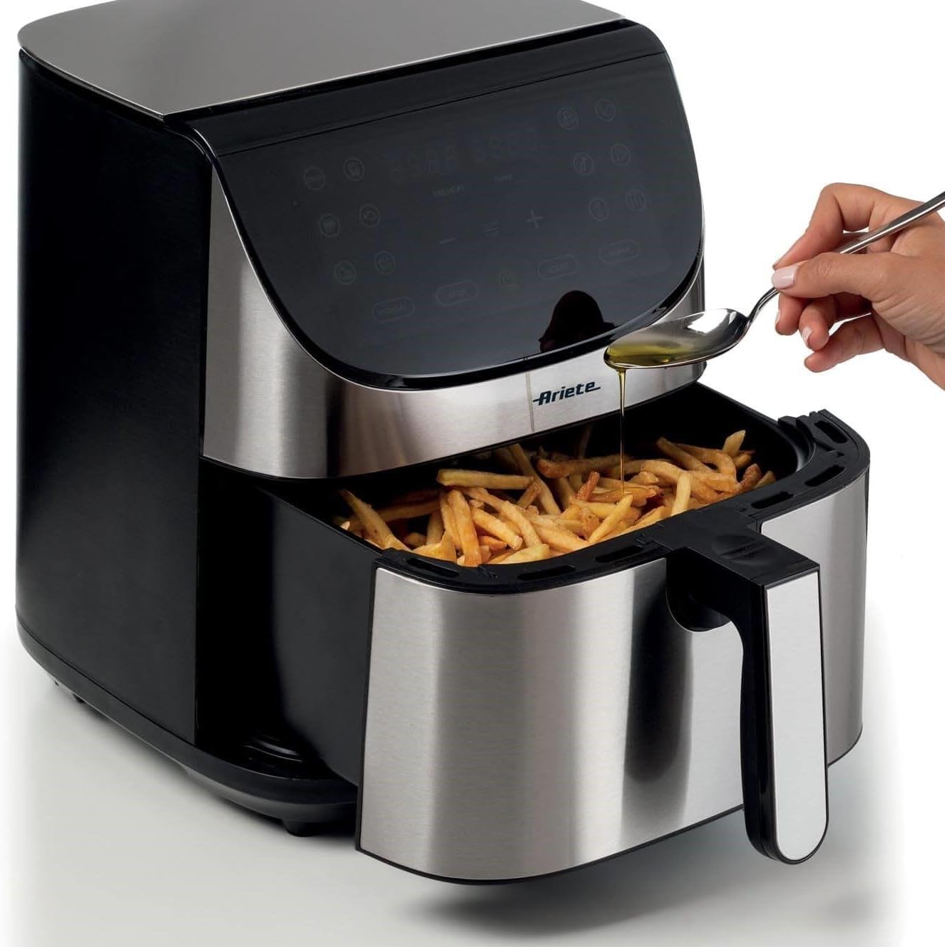 Ariete 4628 AIRY FRYER Metal Air Fryer with Large 7L basket & 12 pre-set programs, Suitable for fried fish, meat, croquettes, chips and breaded foods