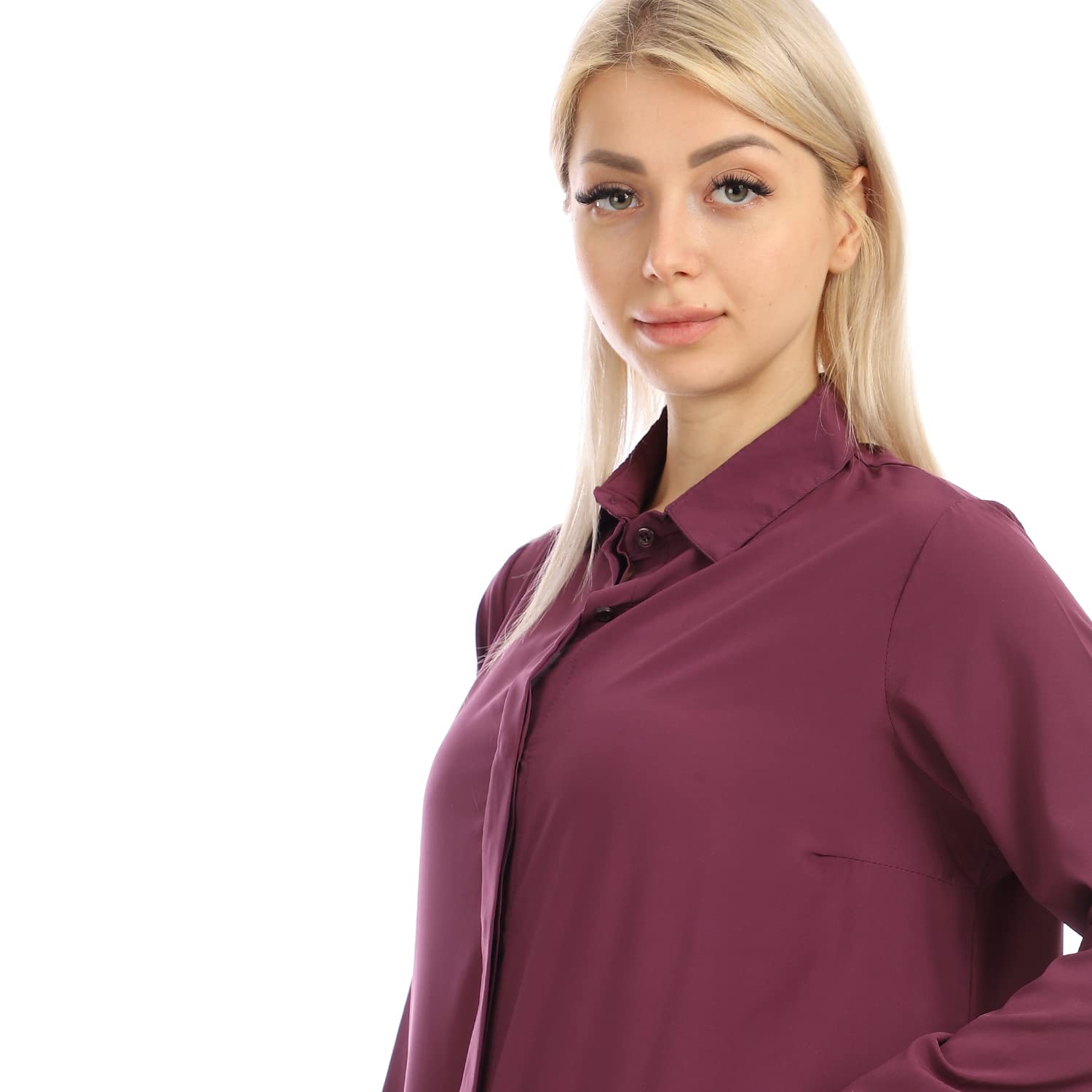Jamila Women plain soft maxi shirt dress