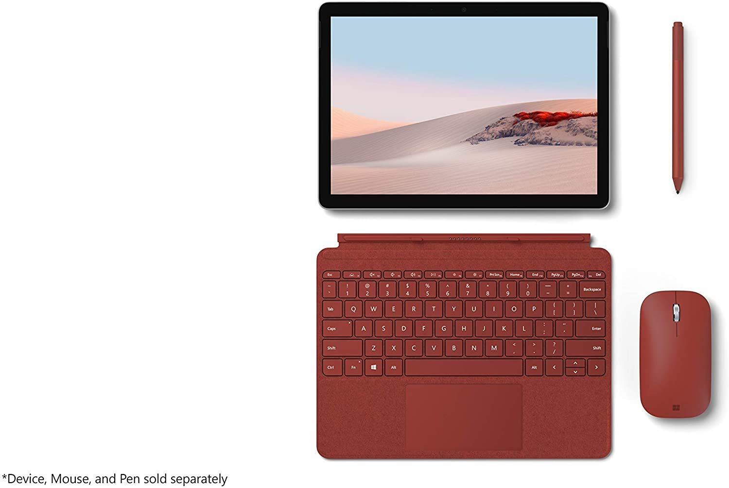 غطاء لوحة مفاتيح Microsoft Surface GO Signature Type مع لوحة مفاتيح، لوحة مفاتيح إنجليزية وعربية، لون أحمر الخشخاش - [KCS-00097]