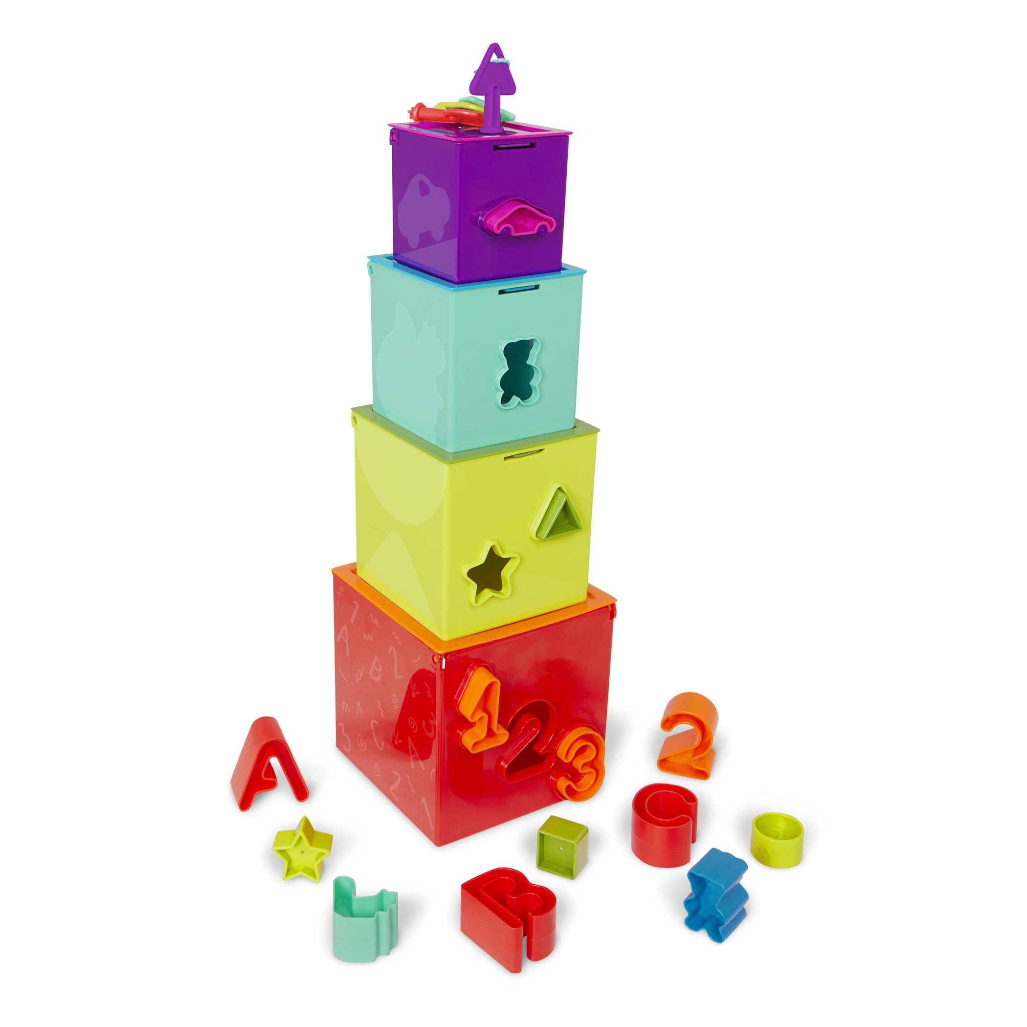 Battat Sorting & Stacking Boxes – Nesting Toddler Educational Toy with Numbers, Letters & Shapes (2+ Years) – Safqqa Egypt