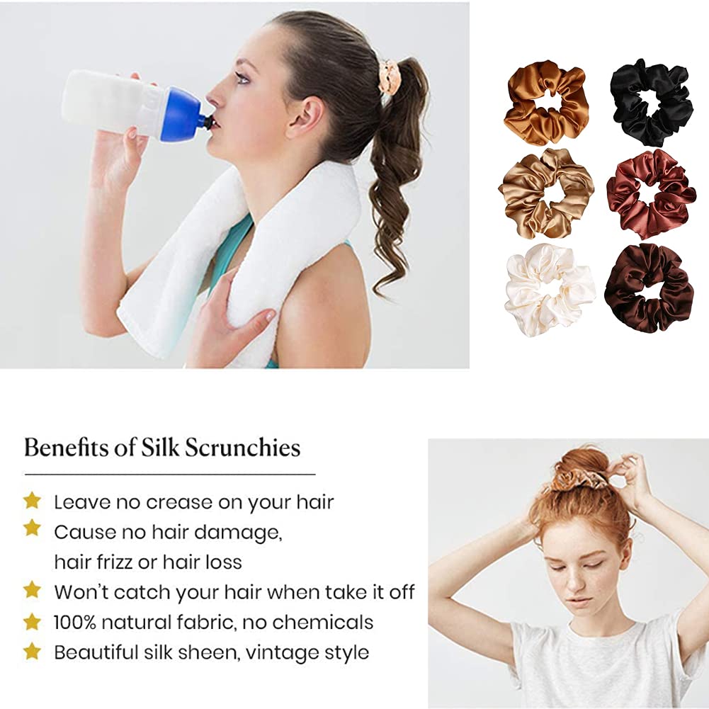 12 Pcs Satin Hair scrunchies, Colorful Silk Scrunchies Elastic Hair Tie Hair Band for Women Girls Teens Thick Thin Curly Hair
