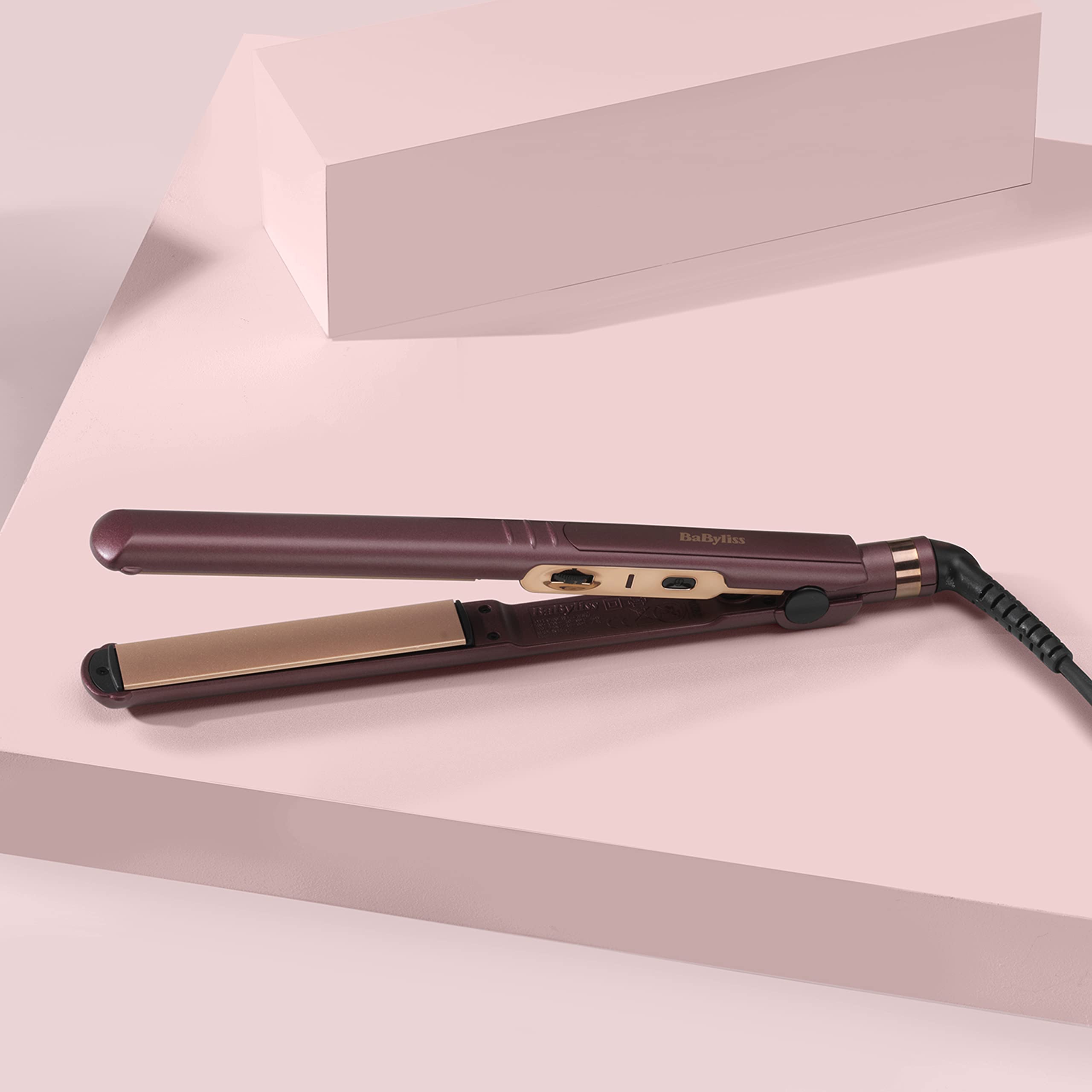 BaByliss Hair Straightener Berry Crush 230 | 10 Heat Settings From 140c - 230c | For All Hair Types l Long Length 3m Swivel Cord | Long Length Plates For Fast Smooth Styling | 2183PE