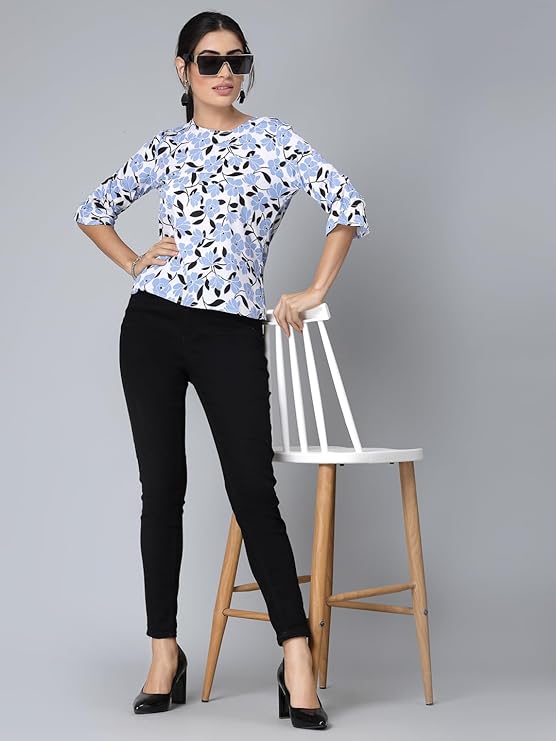 KRAVE Women’s Blouse Casual Elegant Blue