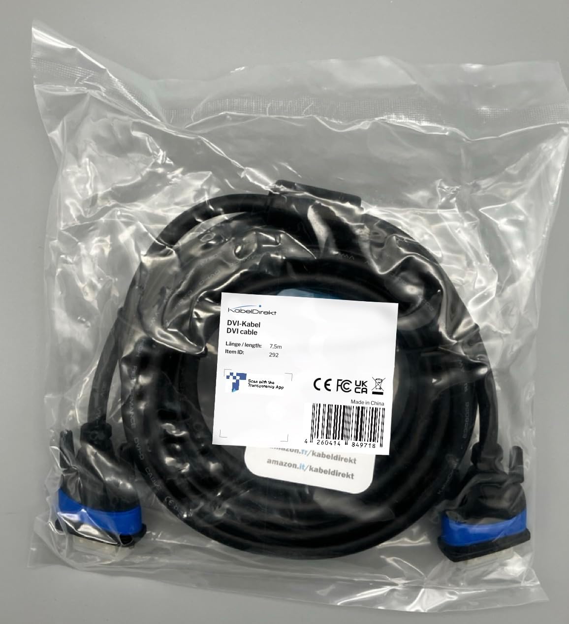 Dual Link DVI cable – with ferrite core for interference-free signal transmission – 7.5m (digital DVI-D/24+1 monitor cable, up to 2560×1600 at 60Hz or Full HD/1080p) by CableDirect