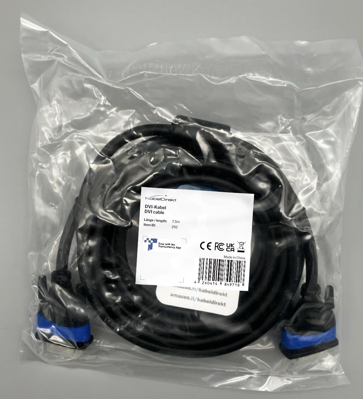 Dual Link DVI cable – with ferrite core for interference-free signal transmission – 7.5m (digital DVI-D/24+1 monitor cable, up to 2560×1600 at 60Hz or Full HD/1080p) by CableDirect