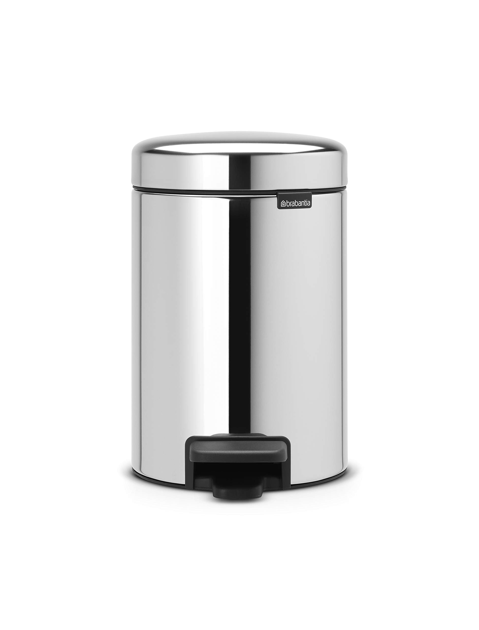 Brabantia Pedal Bin Newicon with plastic inner Bucket, Brilliant Steel - 3 L