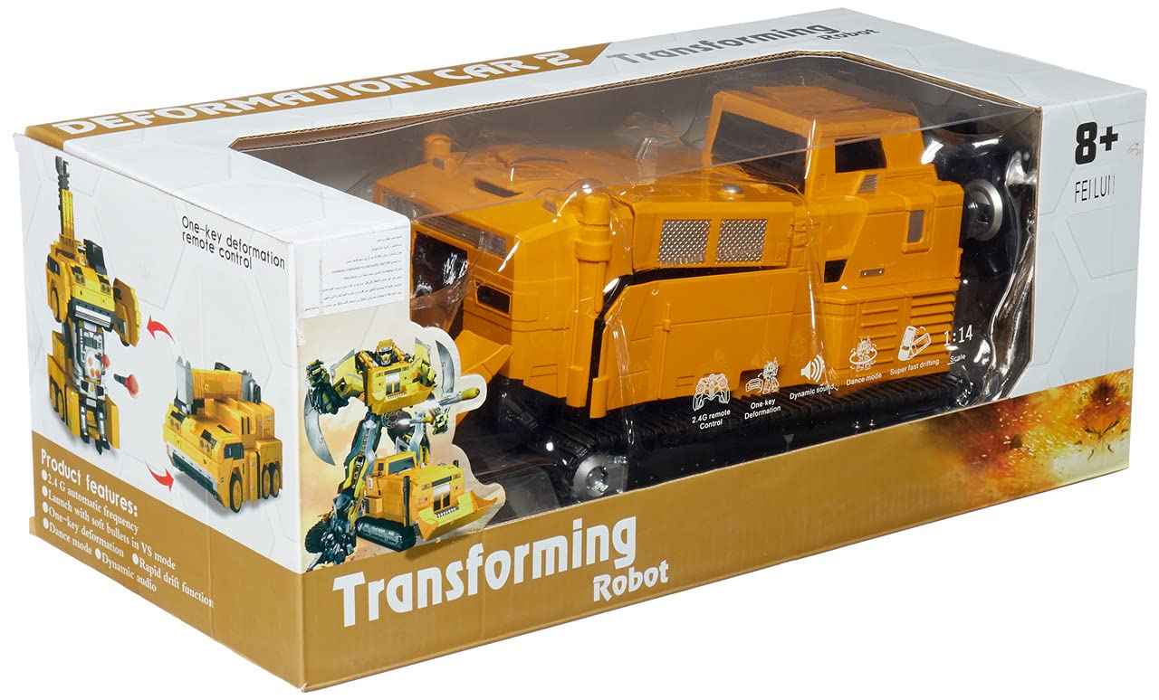 MZ Transforming Loader into Robot with Remote Control for Boys, Yellow-small - Safqqa Egypt