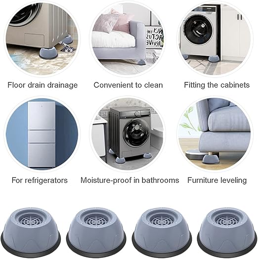 4 قطع من وسادات مطاطية للغسالة | حصيرة غسالة عالمية مضادة للاهتزاز [ممتصة للصدمات] مضادة للانزلاق بخاصية الغاء الضوضاء للغسالة والمجفف وغسالة الصحون )