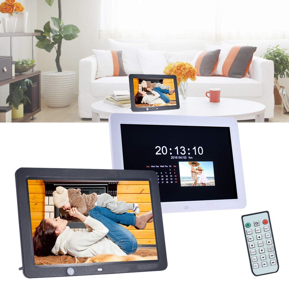 Digital Photo Frame 12 Inch 1280 * 800 High Resolution Display HD LED Screen with Calendar,Alarm Clock, MP3,Photo,Video Player with Remote Control Gift Present for Family Friends