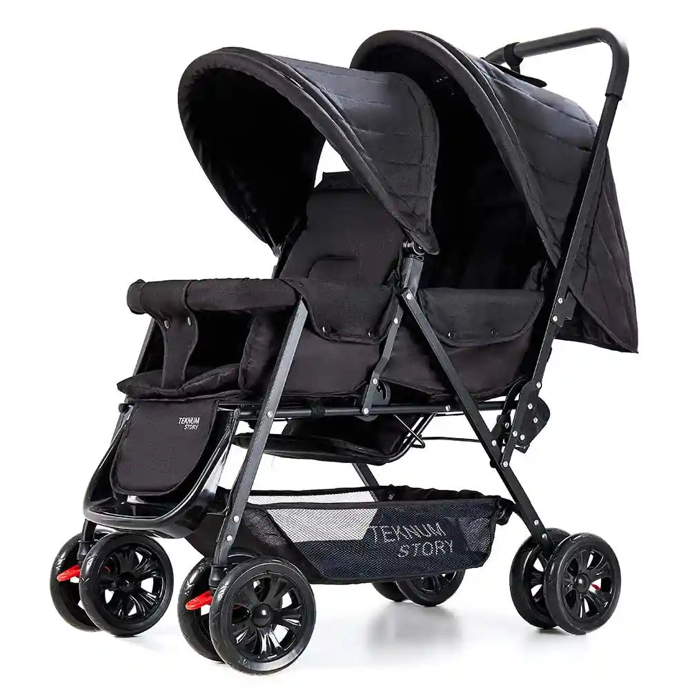 Teknum Double Baby Stroller For Baby- Black