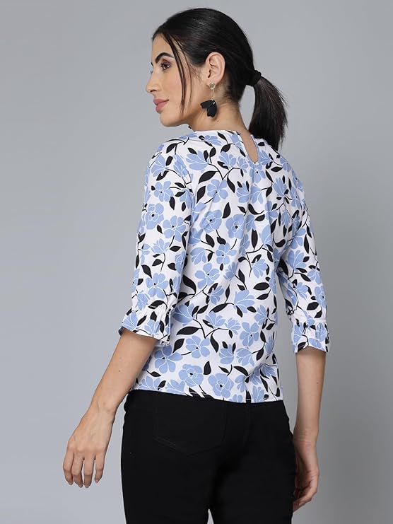 KRAVE Women’s Blouse Casual Elegant Blue