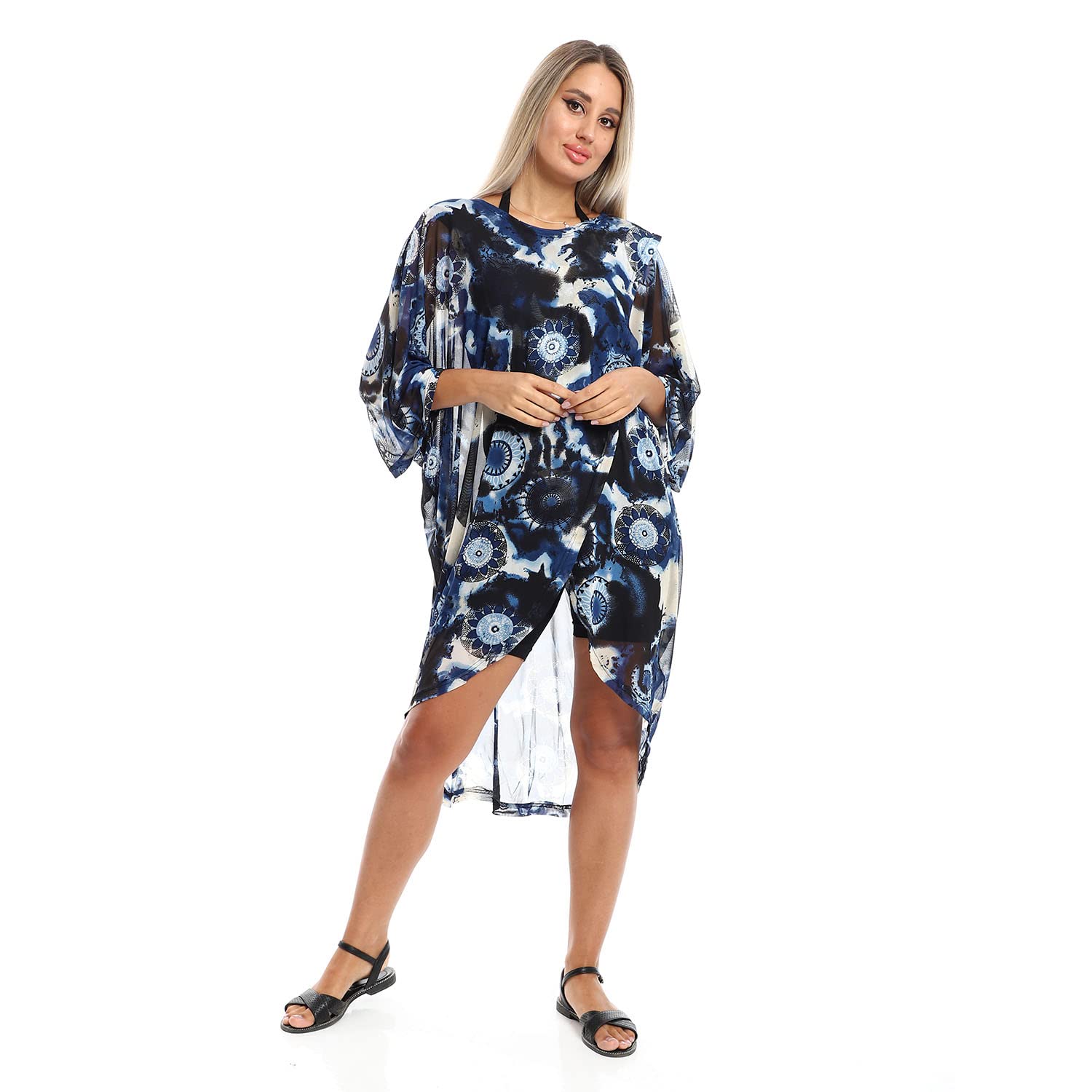 JAMILA Women Self Pattern Round Collar Cover Up OUTERWEAR