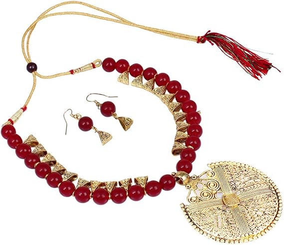 Shining Diva Fashion Women Antique Necklace Jewellery Set Red – Safqqa Egypt
