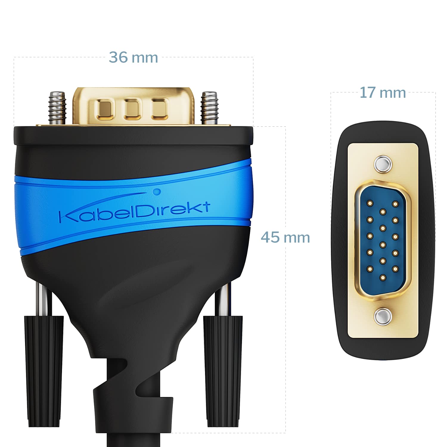 KabelDirekt – 0.5m – VGA Cable (15-pin, Full HD/1080p, 3D Capability, VGA Male to VGA Male, Connects Computers to Monitors/CRT Screens/TVs, Gold-Plated Connectors, Black) - Safqqa Egypt