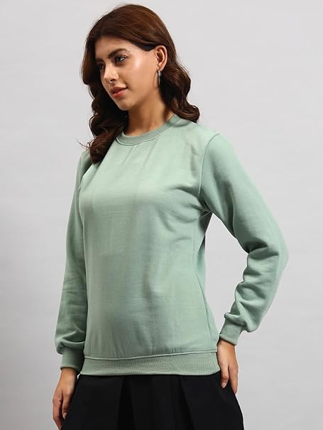 Styleville.in Women Sweatshirt Mint Green Soft Casual Warm Wear