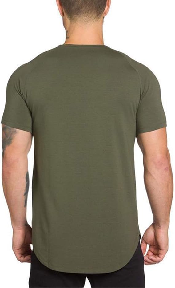 TEZO Men Gym Workout T-Shirt Pack of 2 Green Black Athletic Tee