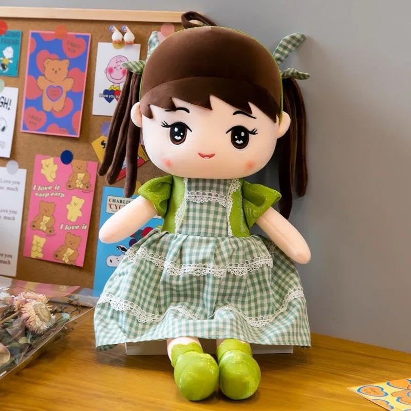 SCOOBA Medium Fashion Doll for Girls Green Dress Kids Toy Cute Soft Doll Gift for Children