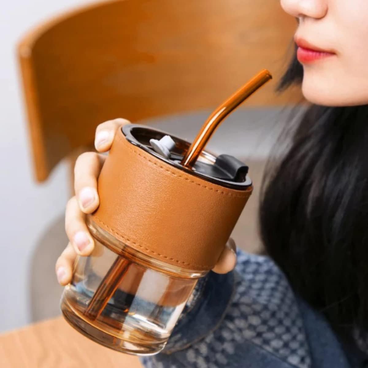 Spaceshoop 435ml Glass Tumbler Mug with Lid Multi Color