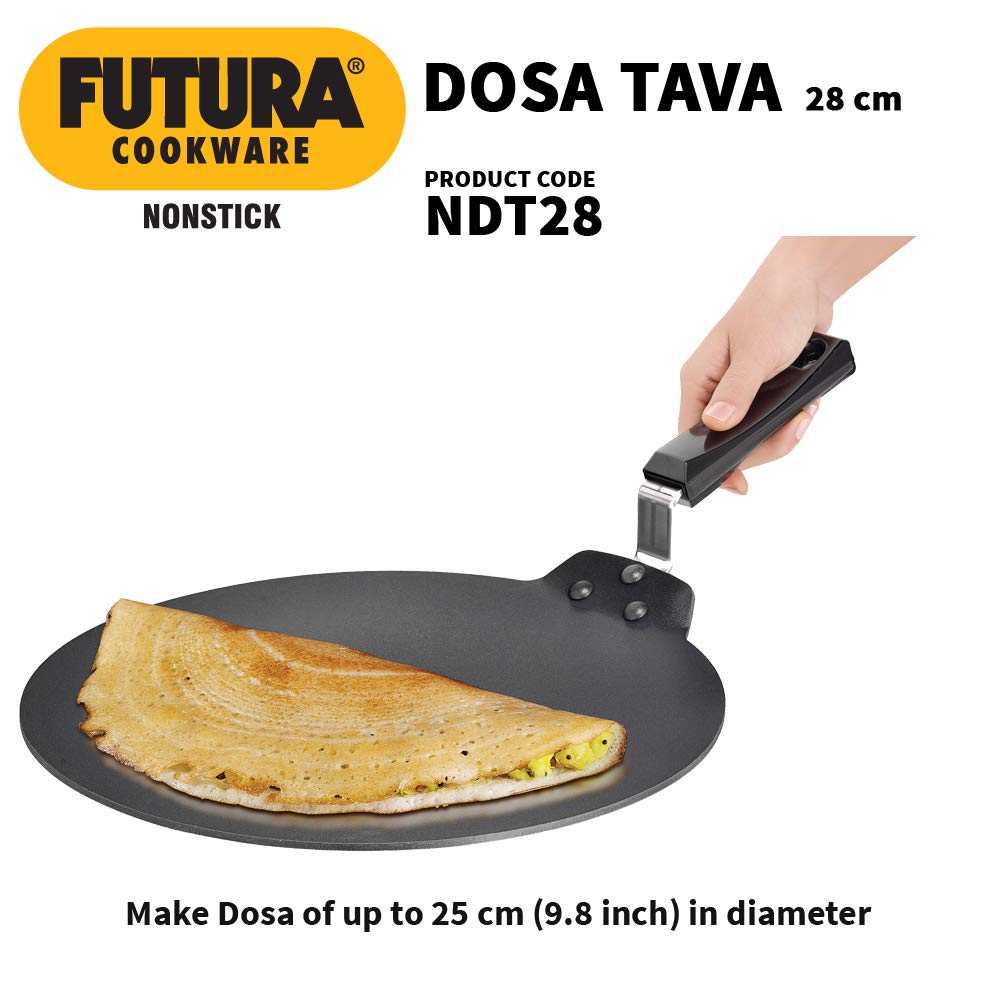 Hawkins Futura 28 cm Dosa Tava, Non Stick Dosa Tawa, Small Dosa Tawa (NDT28) (Black)
